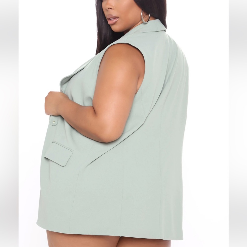 Fashion Nova Sasha oversized vest Sage 1X Women’s NWT